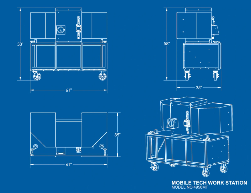 Mobile Tech Work Station dimensions drawing