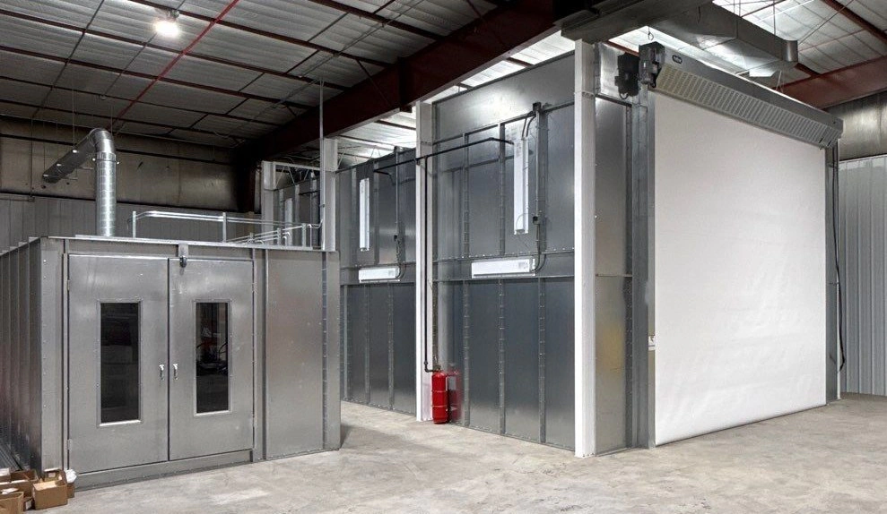 Custom Industrial Paint Booth with RollSeal door