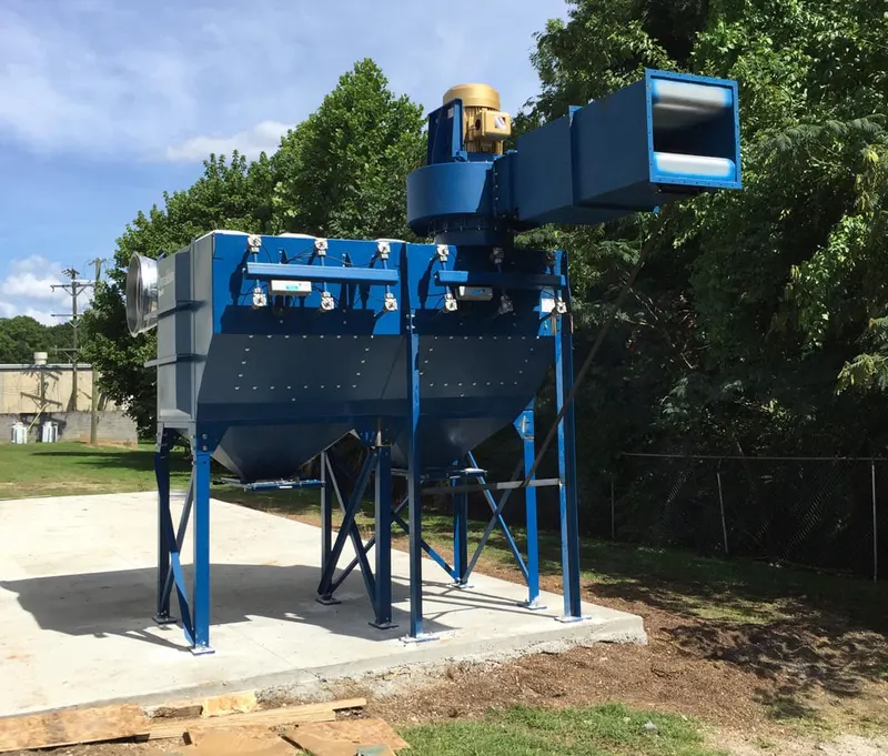Outdoor industrial dust collection system for comparing dust and mist collector applications