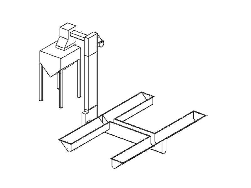 H-style or U-style blast media recovery auger system diagram