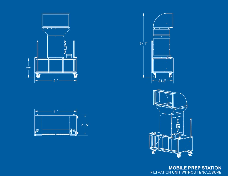 Mobile Prep Station dimensions drawing