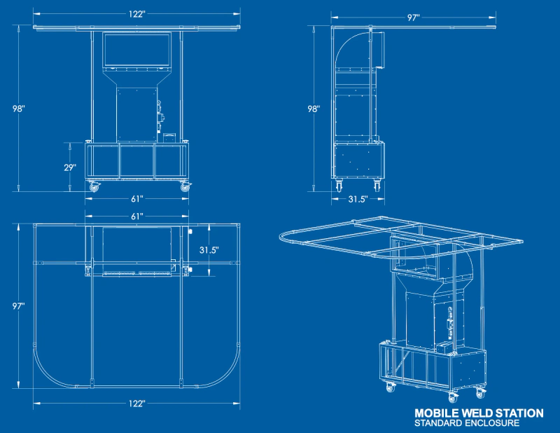 Mobile Weld Station dimensions drawing