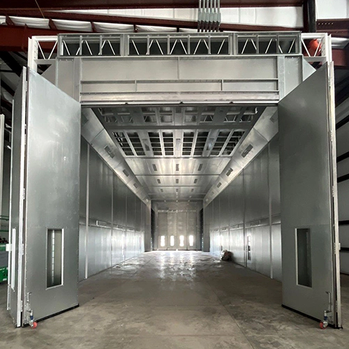 Modified downdraft paint booth used as a featured image for paint booth design requirements