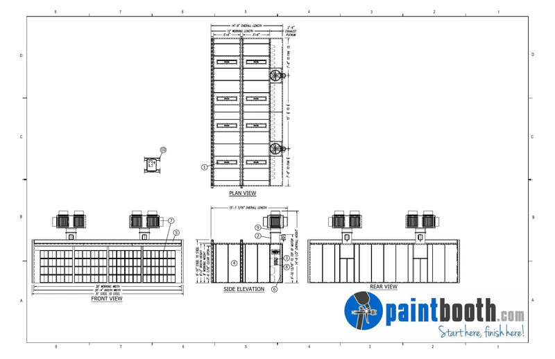 Small open front sanding booth drawing