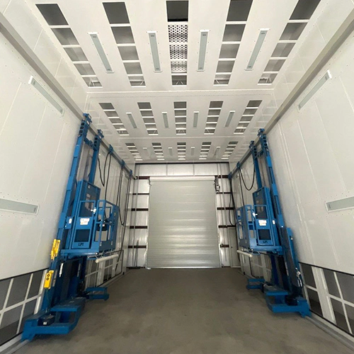 Truck paint booth used as a featured image for truck booth sizing and layout planning
