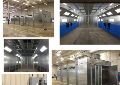 Carlson Composites Project: Sold & Installed a total of 7 Industrial Paint Booths and a central vacuum system at their new facility in Alabama. In this plant, they manufacture composite bus components at this facility. We have also completed work at their MN plant as well.