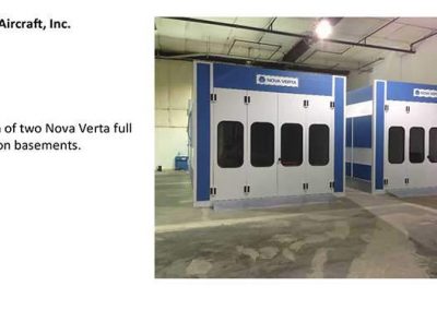Embraer Executive Aircraft, Inc. Project: Sale and installation of two Nova Verta full down draft booths on basements.