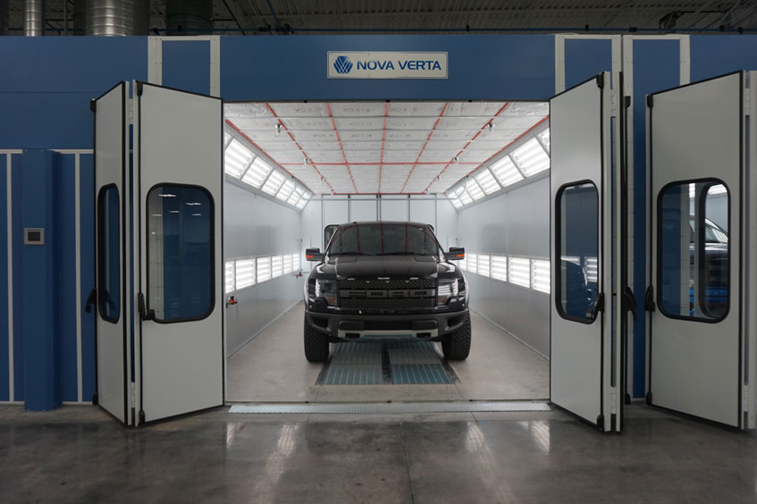 Nova Verta booths are built using nut and bolt assembly with vinyl-coated, galvanized, dual panel construction, guaranteeing their durability and structural integrity. 