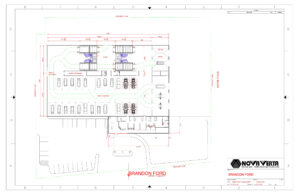 Architectural floor plan for a paint booth and auto repair facility