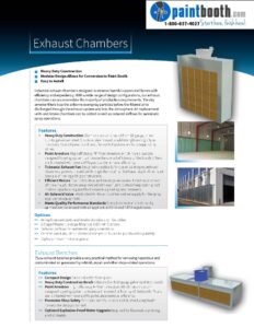 Industrial exhaust chambers brochure with features and images.